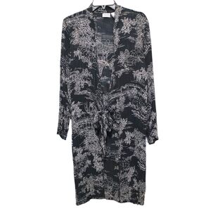 Chico's Black and White Tie Front Sheer Duster Cardigan Women's Size Medium 1